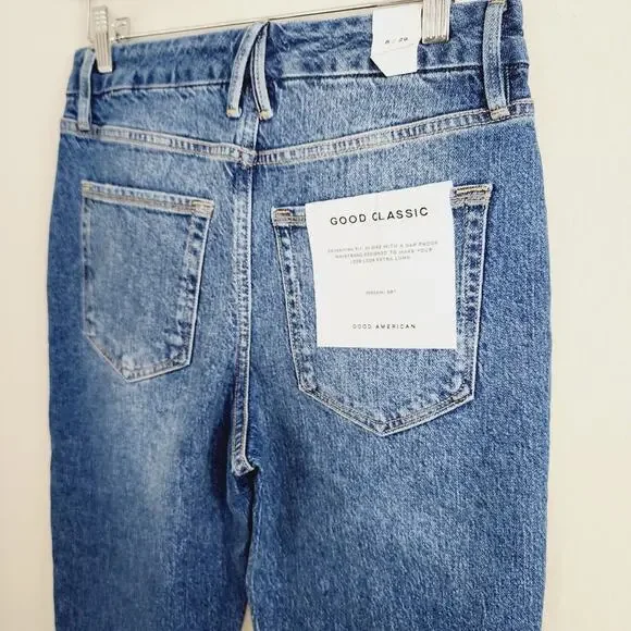 NEW Good American Good Classic Raw Hem High Waisted Slim Jean